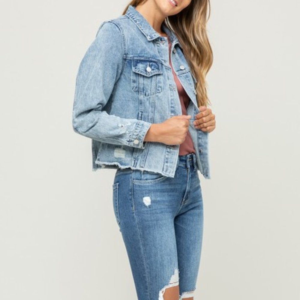 *NEW* Vervet by Flying Monkey Acid Wash Distressed Classic Jacket